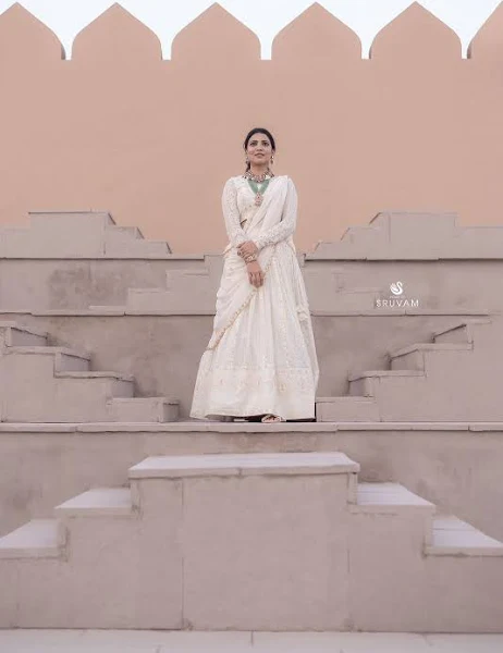White Chikankari Lehenga
