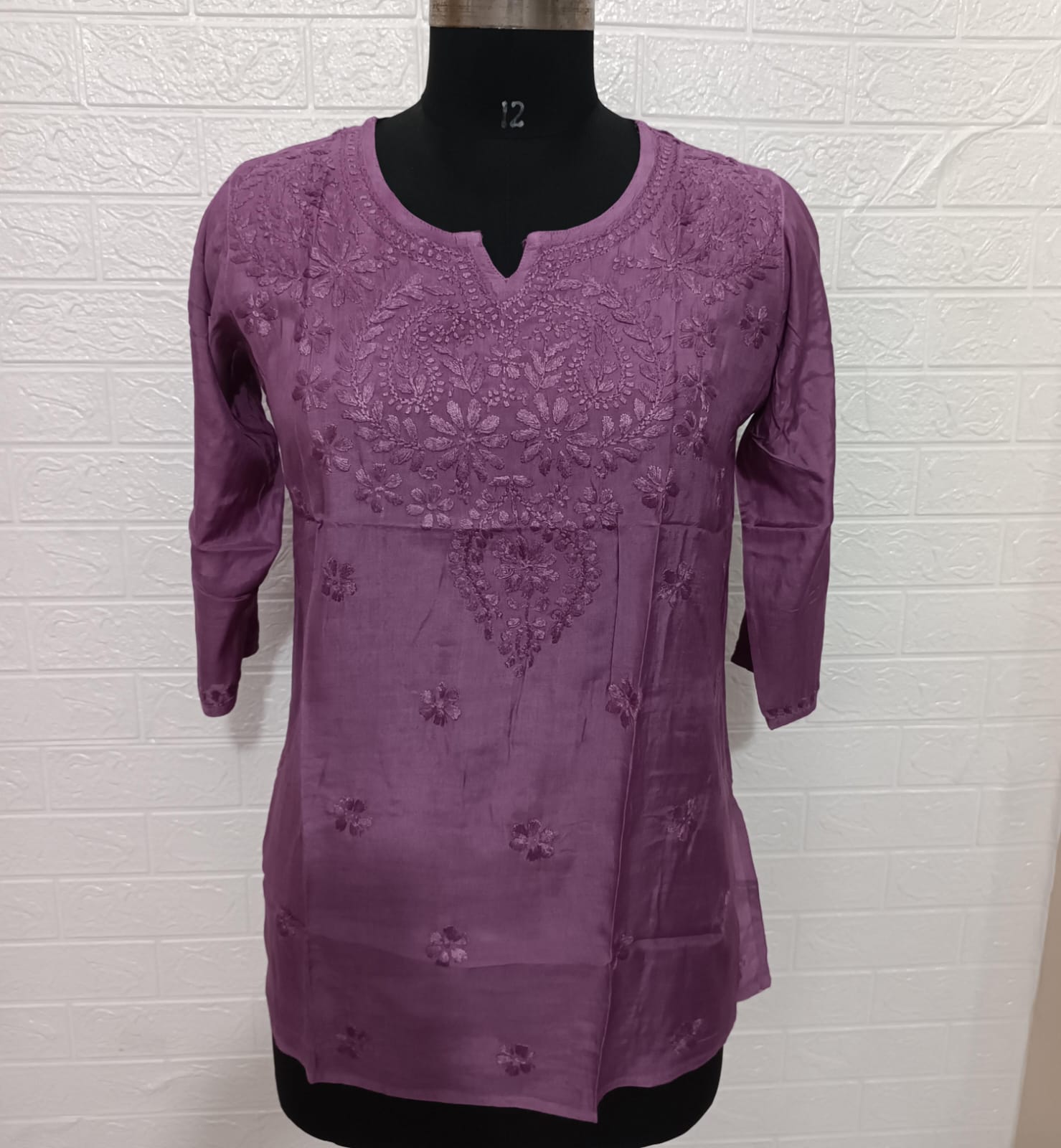 Yog Neck Lucknowi chikankari white kurta