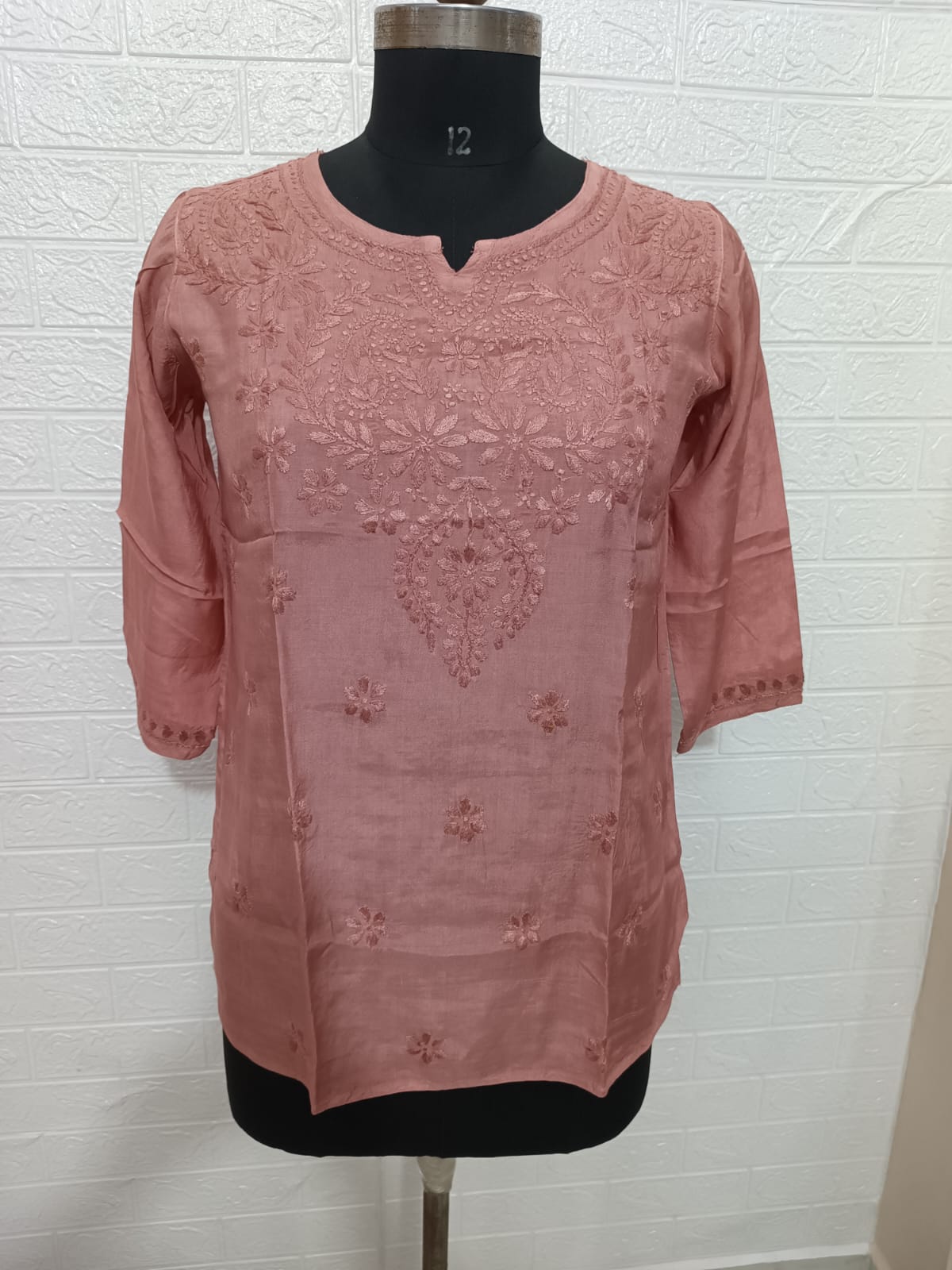 Round Neck Short Chikankari Kurta